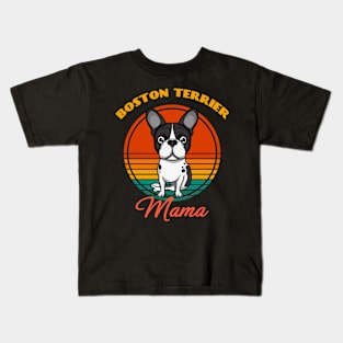 Boston Terrier Mama Mom Dog puppy Lover Cute Sunser Mother's Day Kids T-Shirt